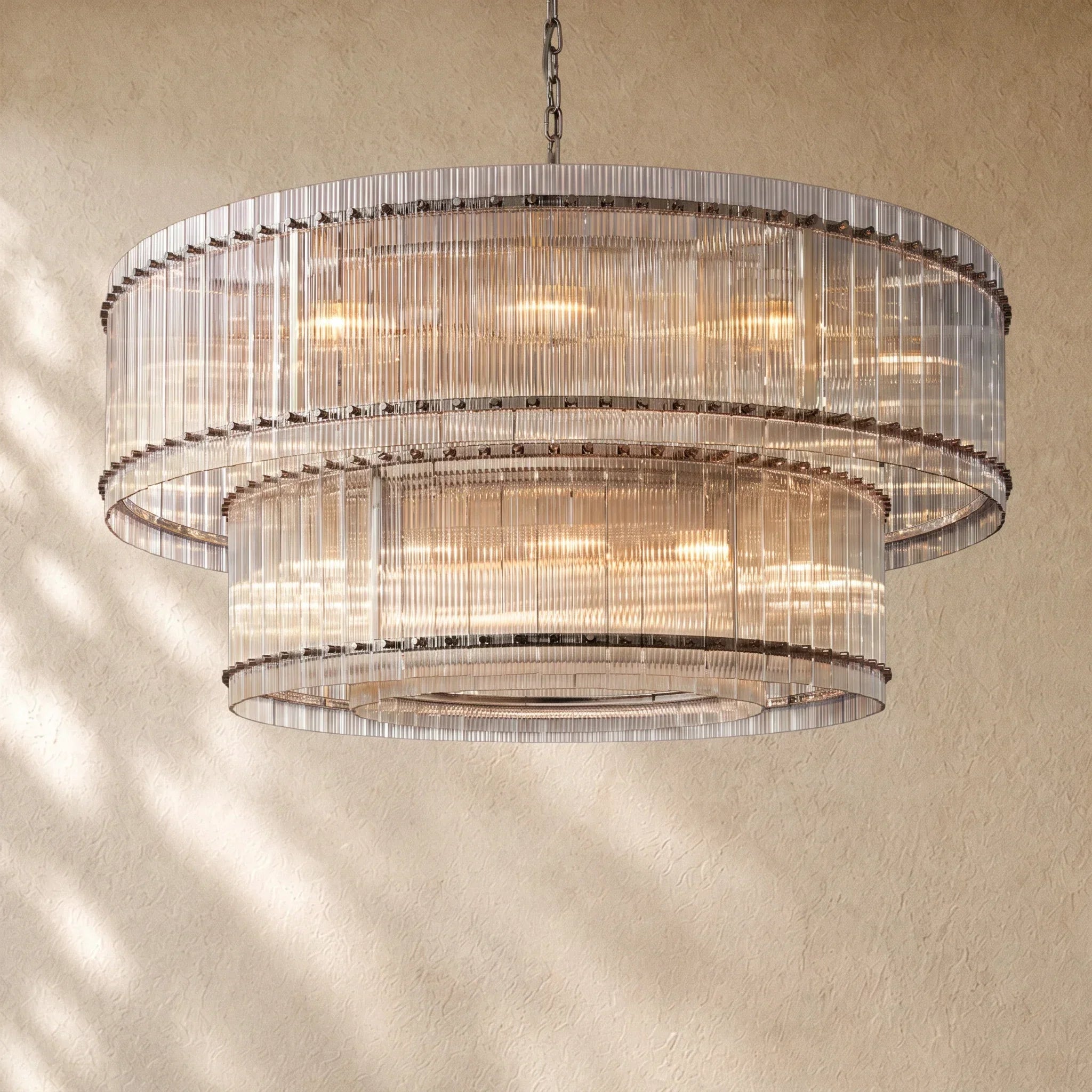 San Marcon Glass Two-Tier Round Chandelier