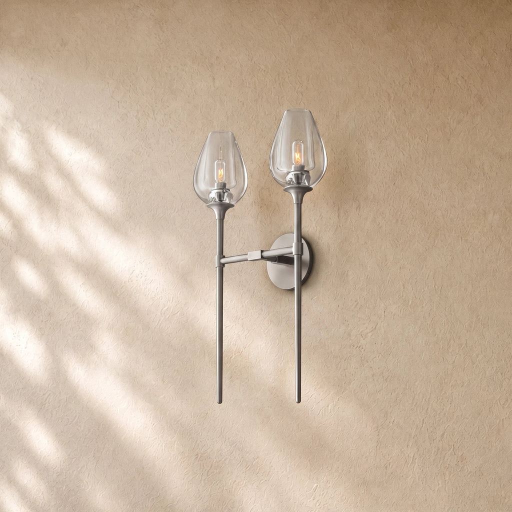 Tulipa Double Sconce in Satin Nickel - VChandelier