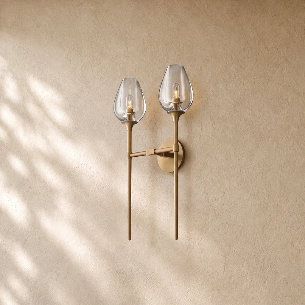 Tulipa Double Sconce in Natural Brass - VChandelier