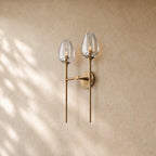 Tulipa Double Sconce in Natural Brass - VChandelier