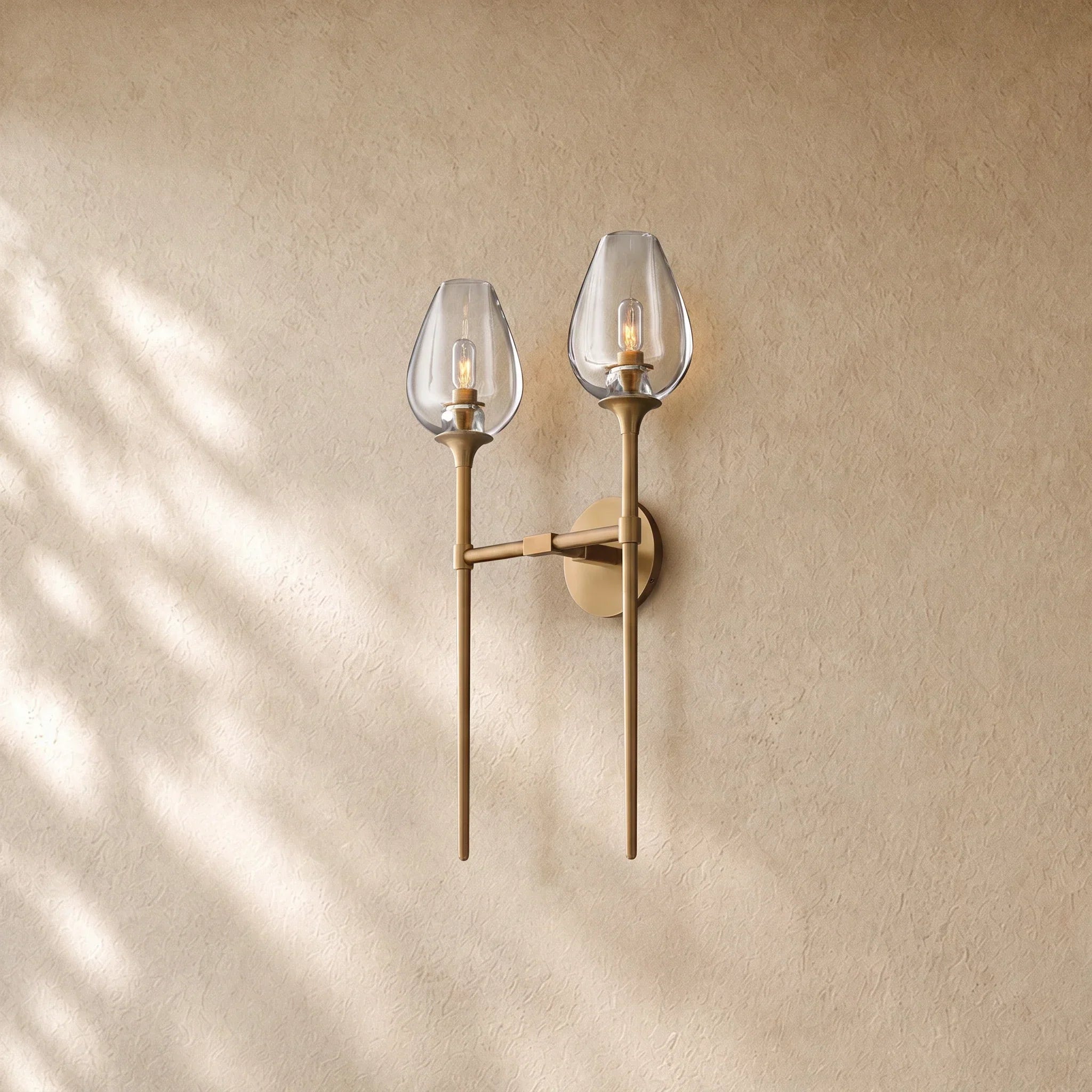 Tulipa Double Sconce in Natural Brass - VChandelier