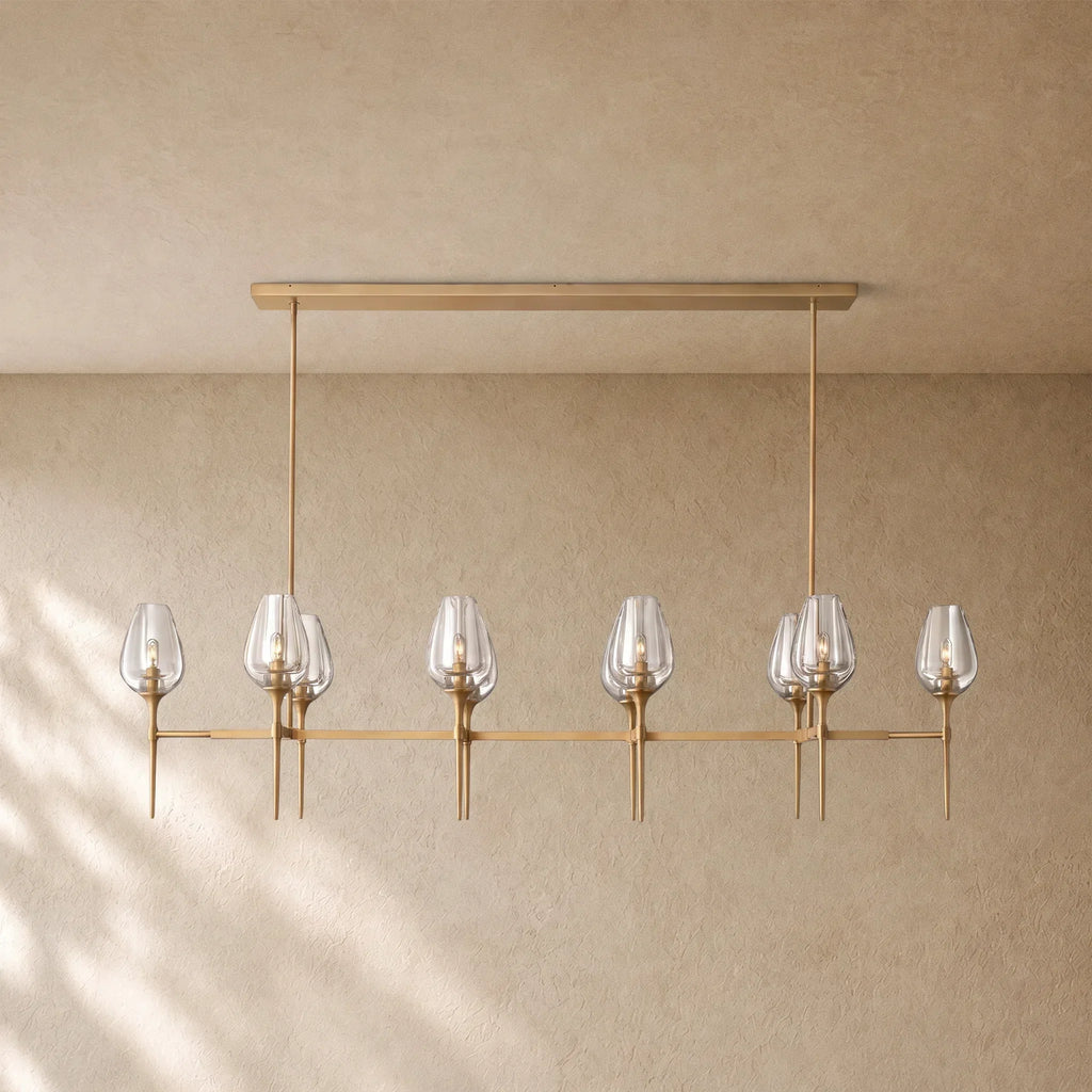 Tulipa Linear Chandelier in Natural Brass - VChandelier