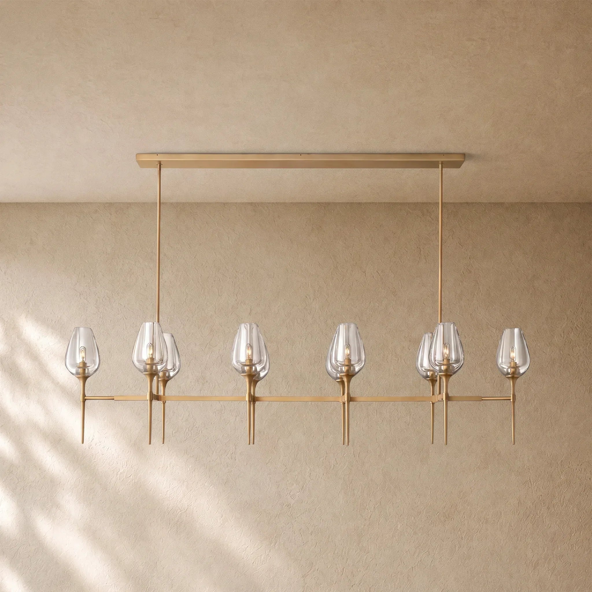 Tulipa Linear Chandelier in Natural Brass - VChandelier