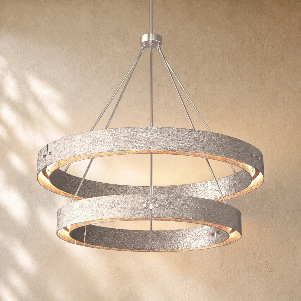 Vouvray Two-Tier Round Chandelier in Pewter - VChandelier